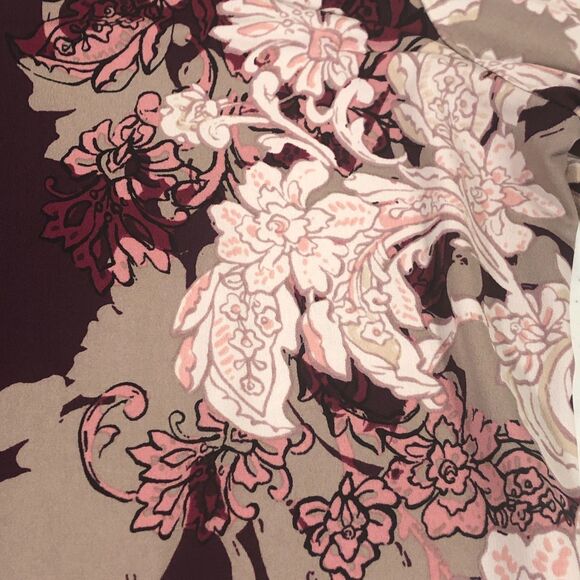 Fairy Grunge Floral AOP Top Blouse Women Burgundy 2XL Frayed Sleeves Boho Grunge - Picture 4 of 13